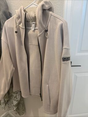 Women's DKNY Sport Light Beige Fleece Zip-Up Hoodie